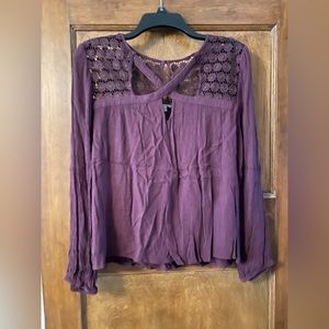 Dark Purple Flower Criss Cross Top